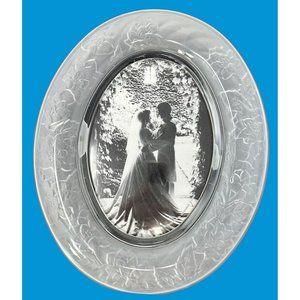 Vtg Heavy Crystal Signatures Chrysanthemum Frosted Picture Frame 5x7 NEW In BOX